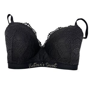 Victoria's Secret Black Lace Lined Wirefree Support Bra Size 34DDD